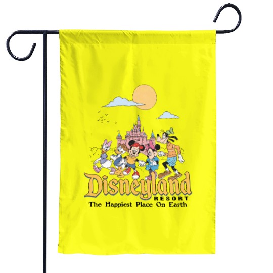 Vintage Disneyland Garden Flags, The Happiest Place On Earth Garden Flags, Disneyland Mickey and friends