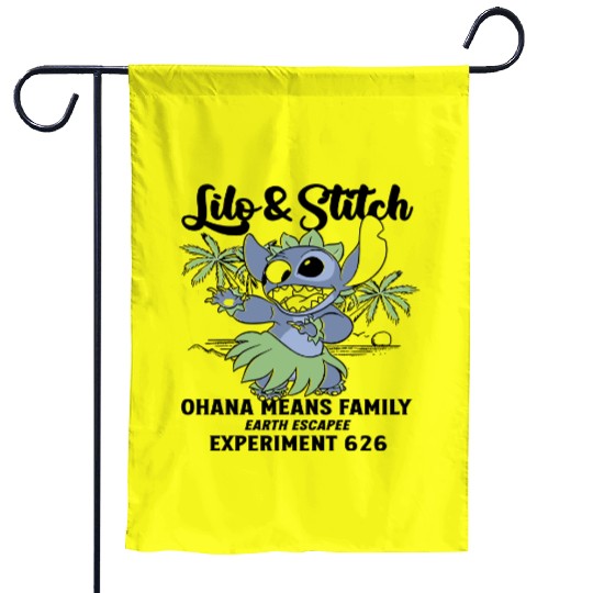 Disney Lilo Stitch Aloha Hawaii Garden Flags, Ohana Means Family Garden Flags