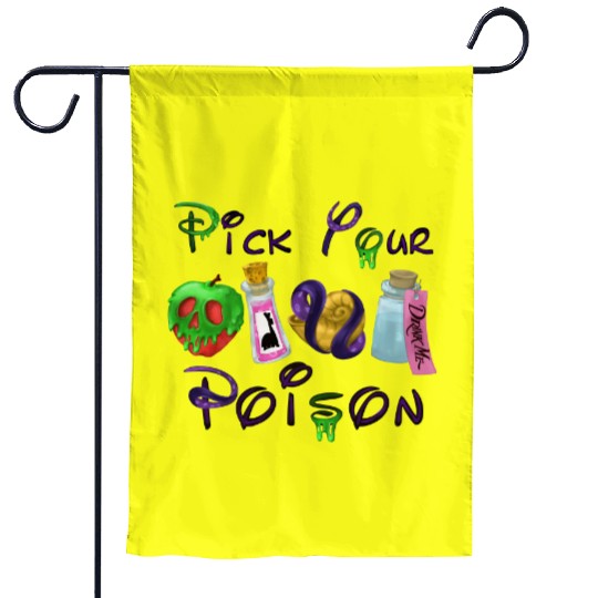 Pick Your Poison Garden Flags, Disney Villain Garden Flags, Halloween Garden Flags