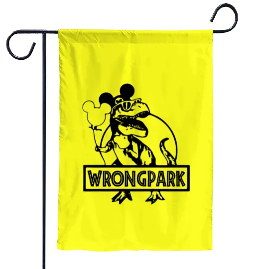 Wrong Park Garden Flags, Disney Garden Flags, Disneyland Theme Park Garden Flags, Jurassic Park Garden Flags, Disney Matching Garden Flags
