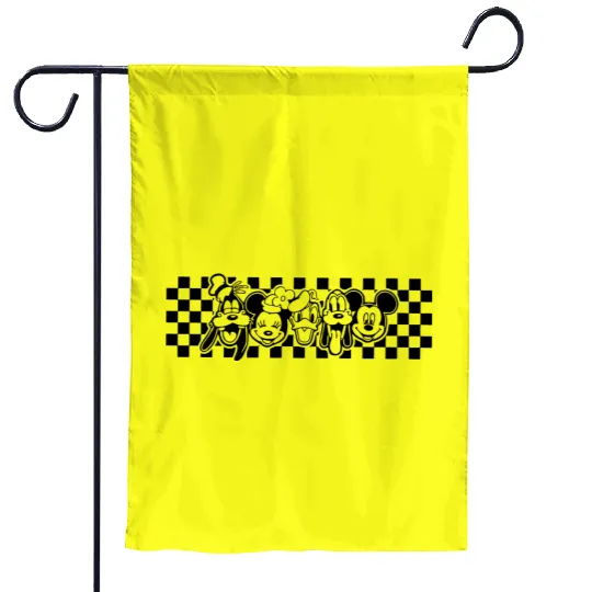 Checkered Mickey And Friends Garden Flags, Disney Garden Flags