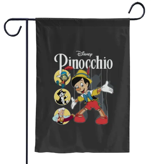 Pinocchio Vintage Movie Characters Group Shot, Disney Pinocchio Garden Flags