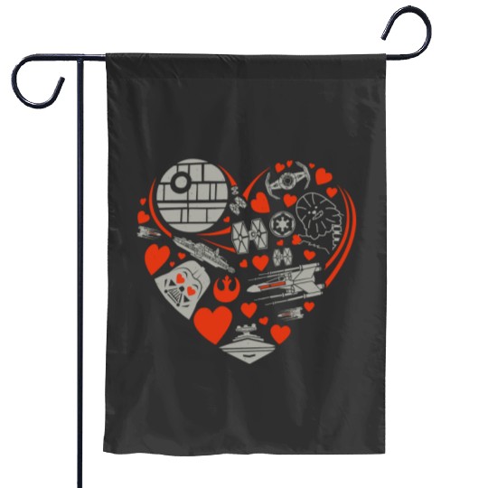 Retro Star Wars Valentine Love Heart Garden Flags / Disney Valentine's Day