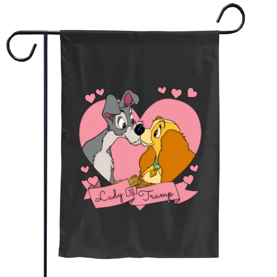 Lady & The Tramp Valentine Garden Flags Disney Tony's Restaurant Garden Flags Disneyland Valentine's Day Garden Flags