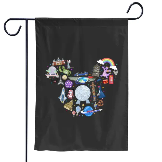 Disney Family Garden Flags, Disney Trip Gifts, Disney Kids Garden Flags, Epcot Disney Trip Garden Flags, Disney Epcot Garden Flags