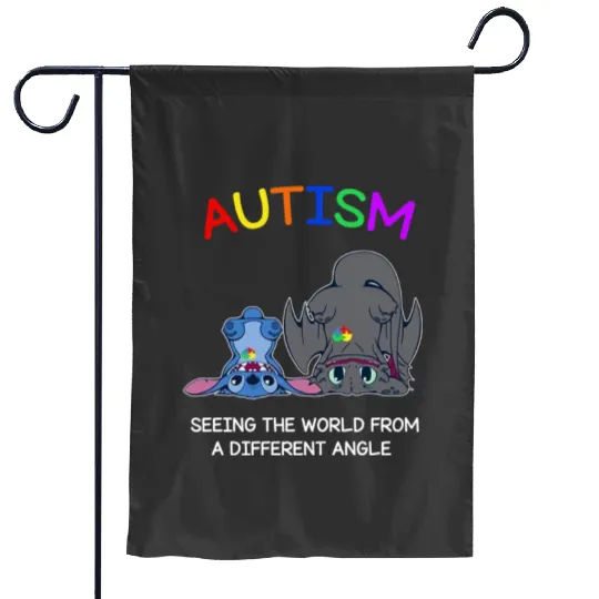 Autism Awareness Garden Flags | Stitch and Toothless Autism Garden Flags | Disney Autism Garden Flags