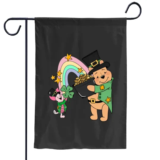 Pooh Bear St Patricks Day Garden Flags, Disney St Patricks Day Garden Flags, Magic St Patricks Day