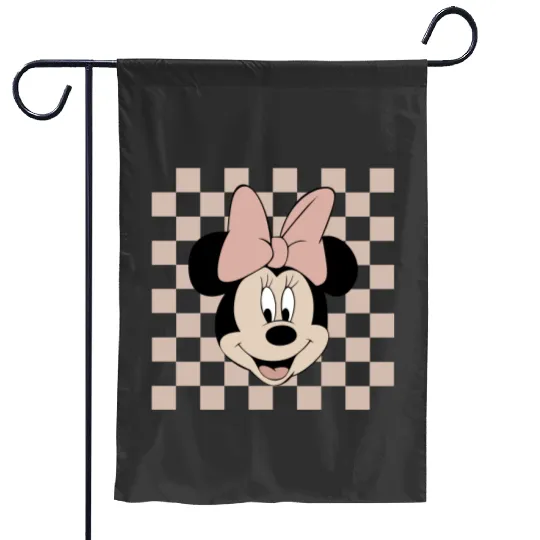 Minnie Checkered Garden Flags, Vintage Minnie Mouse Garden Flags, Disney Girl Trip Garden Flags