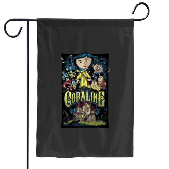 Coraline Garden Flags, Coraline Doll Garden Flags, Vintage Disney Halloween Unisex Garden Flags