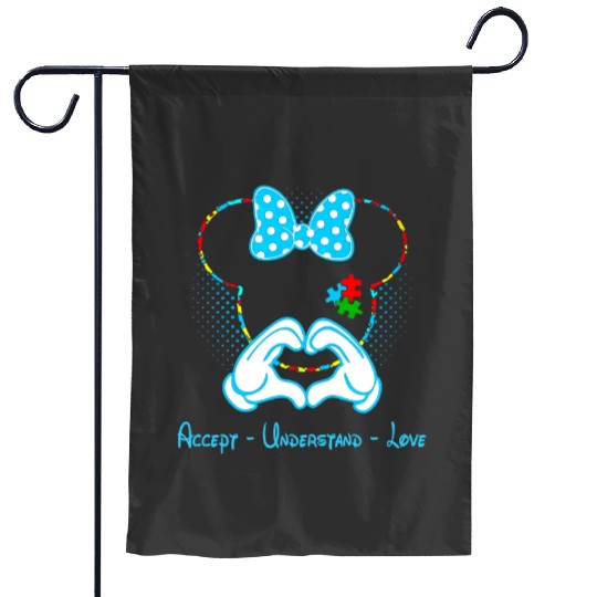 Accept Understand Love Autism Minnie Mouse Garden Flags, Disney Autism Mom Garden Flags