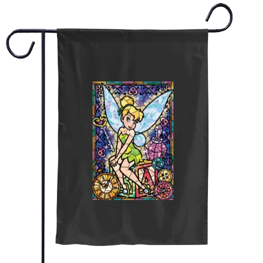 Tinker Bell stained Glass Garden Flags, Disney Tinker Bell Garden Flags, Family Vacation Disney Garden Flags