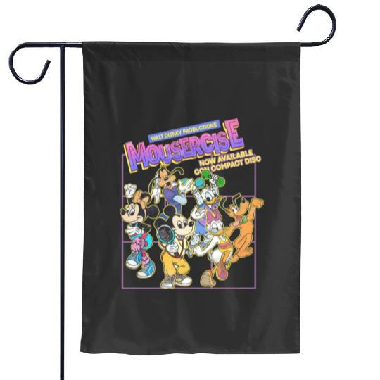 Vintage Disney Mousercise 90's Promotional Garden Flags, Disney Garden Flags