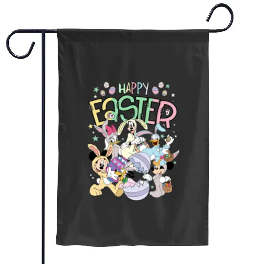 Disney Happy Easter Day Garden Flags, Disney Easter Garden Flags, Mickey And Friends Easter Garden Flags