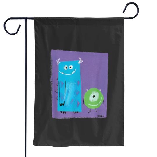 Sulley and Mike Art Study Garden Flags, Monsters Inc. Garden Flags, Disney Retro Garden Flags, Monster Universit