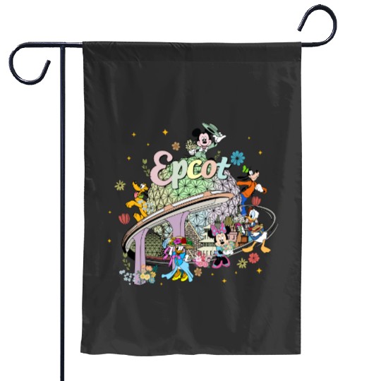 Disney Epcot Garden Flags, Vintage Epcot 1982 Garden Flags, Vintage Disney Garden Flags