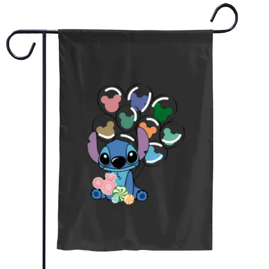 Stitch Garden Flags, Disney Garden Flags, Disney Stitch Garden Flags, Kids Disney Garden Flags, Stitch Balloon Garden Flags