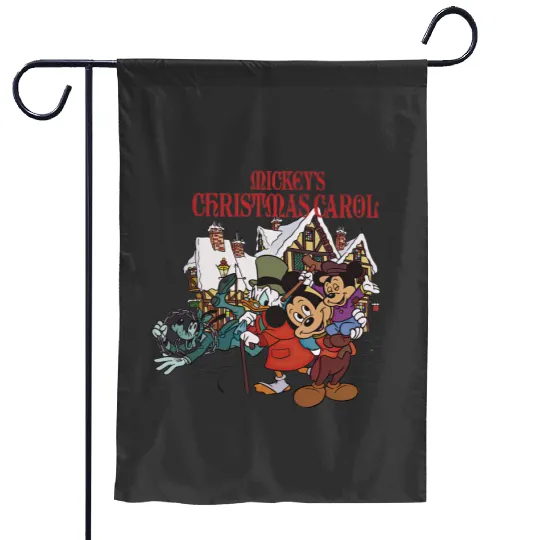 Mickey's Christmas Carol Garden Flags, Disney X-mas Holiday Movie Garden Flags