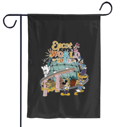 Disney Epcot World Tour 1982  Garden Flags, Disney Trip Family Garden Flags, Disney Group Garden Flags, Retro Disneyworld Garden Flags