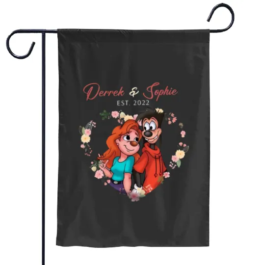 Disney Max and Roxanne Couple Garden Flags, A Goofy Movie Roxanne and Max Valentines Garden Flags