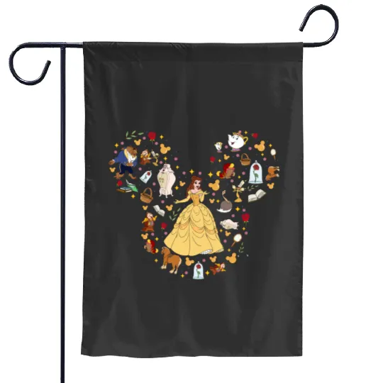 Princess Belle Garden Flags, Mickey Ear Garden Flags, Disney Trip Garden Flags