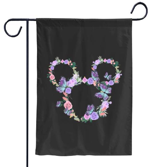 Disney Floral Butterfly Minnie Garden Flags, Disney Ears Garden Flags, Disneyworld Garden Flags, Disney Womens Garden Flags