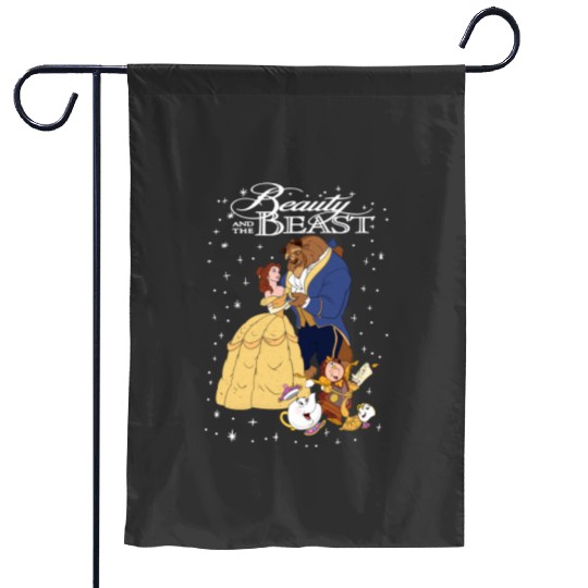 Retro Disney Beauty And The Beast Classic Title Logo Portrait Garden Flags, Magic Kingdom WDW  Garden Flags Family Birthday Gift