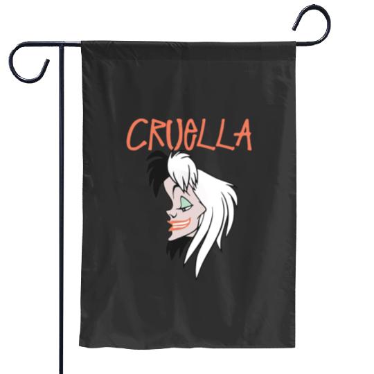 Cruella De Vil Smiley Portrait Garden Flags, 101 Dalmatians Garden Flags, Disney Villains Garden Flags