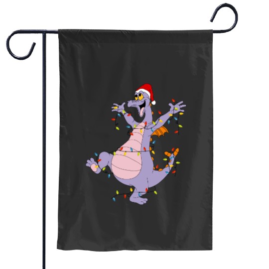 Disney Figment Christmas Lights Garden Flags, Vintage Figment Epcot Center 90's Style Garden Flags