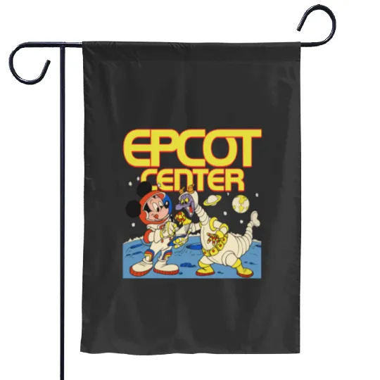 Disney Epcot Mickey Mouse & Figment Astronaut 1982 Retro Garden Flags