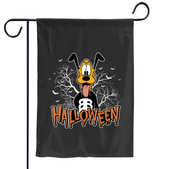 Pluto Skeleton Garden Flags, Halloween Garden Flags, Funny Skeleton Garden Flags, Disney Pluto Garden Flags, Disney Skeleton Garden Flags