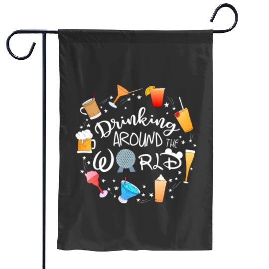 Drinking Around the World Garden Flags, Disney Drinks Garden Flags, World Traveler Garden Flags