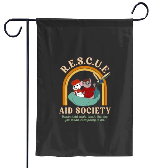 Retro 70s The Rescuers Bernard And Bianca Disney Garden Flags, Rescue Aid Society Garden Flags