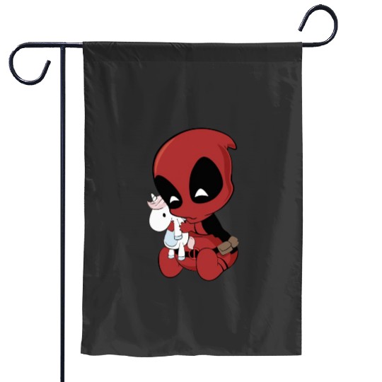 Deadpool With Unicorn Garden Flags, Marvel Family Party Gift, Disneyland Family Unisex Adult Garden Flags