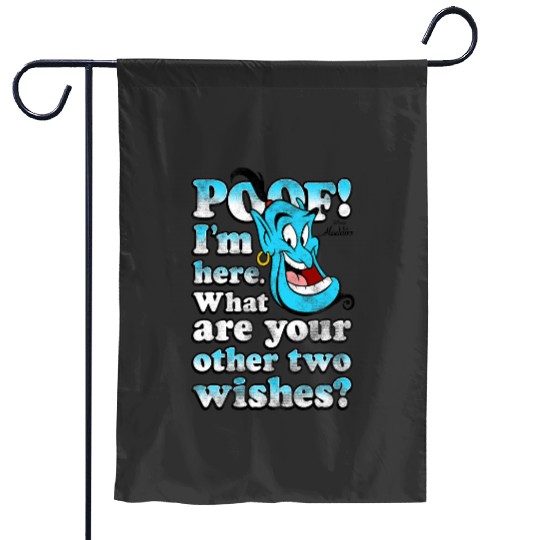 Disney Aladdin Genie POOF! 2 Wishes Gradient Text Portrait Garden Flags