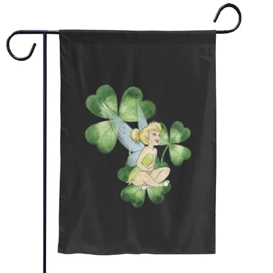 Disney Peter Pan St. Patricks Day Tinker Bell Clover Retro Garden Flags