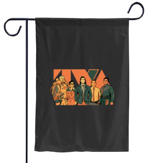 marvelss Studios Loki Season 2 Loki Crew TVA Logo Disney MCU Garden Flags
