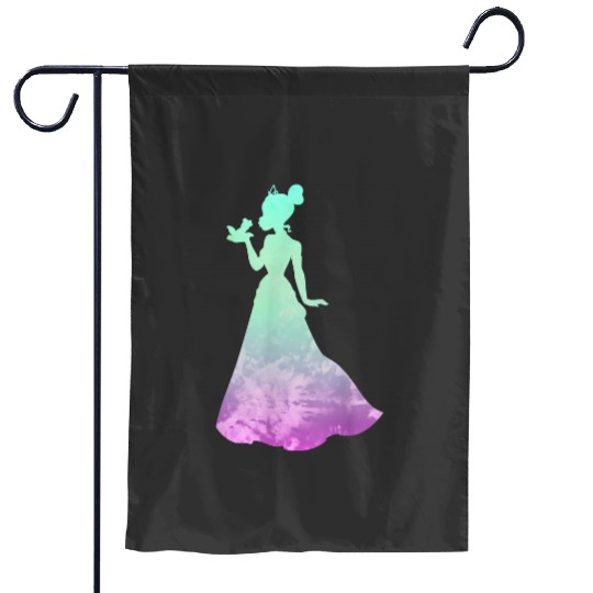 Disney Princess Tiana Silhouette Pretty Tie Dye Garden Flags