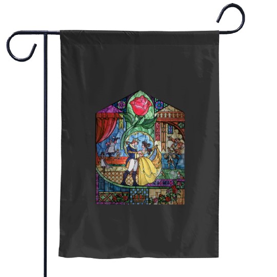Disney Beauty & The Beast Stained Glass Rose Belle Garden Flags