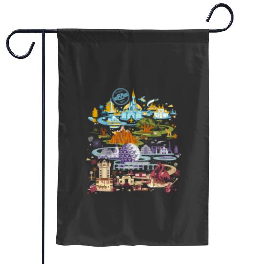 Vintage Disney Epcot Garden Flags, Epcot 1982 Garden Flags