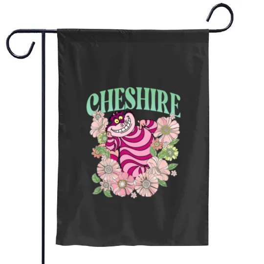 Retro Cheshire Cat Floral Garden Flags, Alice In Wonderland Garden Flags, Disney Cats Garden Flags