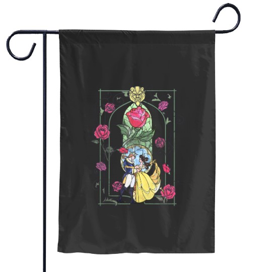 Disney Beauty And The Beast Belle And Beast Stained Glass Garden Flags
