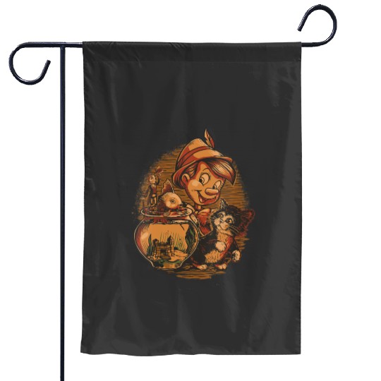 Womens Disney Pinocchio Jiminy Cricket Figaro and Cleo VNeck Garden Flags