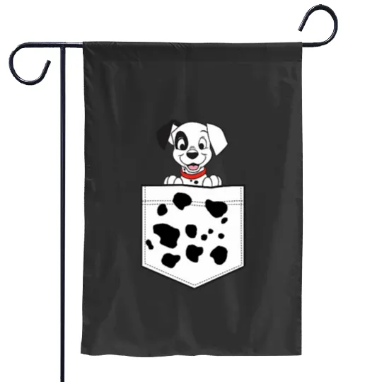 Disney 101 Dalmatians Patch Puppy Dotted Pocket Logo Garden Flags