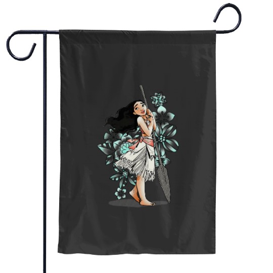 Disney Moana Tropical Floral Line Art Voyager Portrait Garden Flags