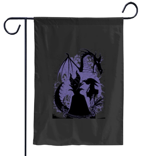 Disney Sleeping Beauty Maleficent Dragon Silhouette Garden Flags