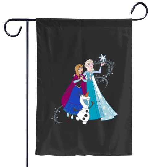 disney frozenss Olaf Anna Elsa Sisters Snowflake Portrait Garden Flags