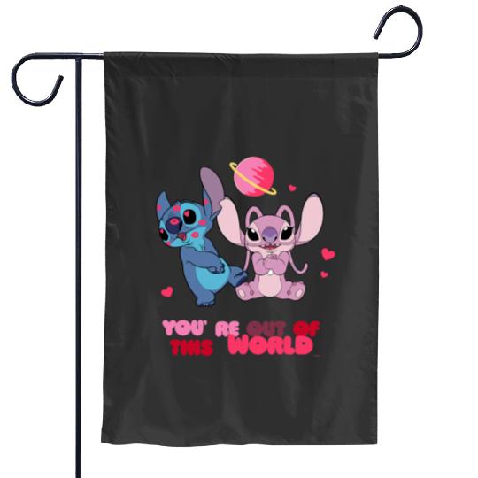 Disney Stitch Angel Youre Out of This World Valentines Garden Flags