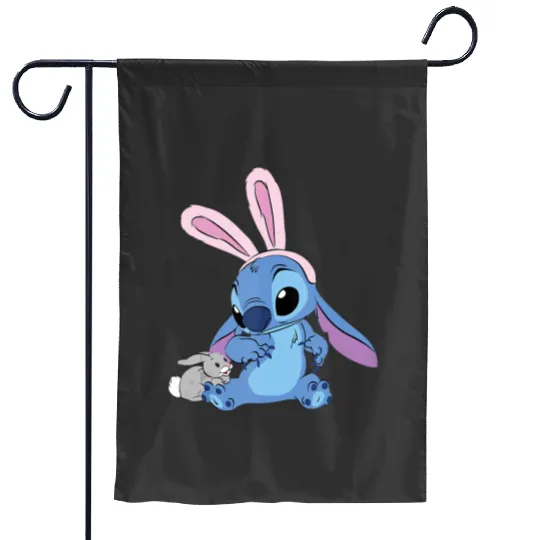 Disney Stitch with Easter Bunny Garden Flags