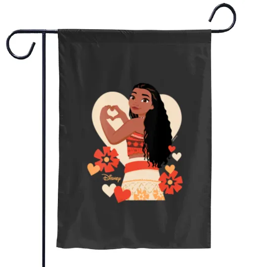 Womens Disney Princess Moana Heart Valentines Day VNeck Garden Flags
