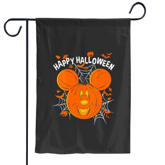 Womens Disney Mickey Friends Mickey Pumpkin Happy Halloween VNeck Garden Flags